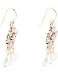 Hibiscus White Mother of Pearl and Golden Chandelier Earrings