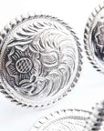 Hilason Silver Plated Flroal Round Concho Screw Saddle Headstall