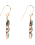 Blue Turquoise and Grey Labradorite Golden Drop Earrings