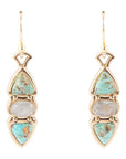 Blue Turquoise and Grey Labradorite Golden Drop Earrings