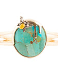 Honey Bee Blue Turquoise Golden Cuff Bracelet