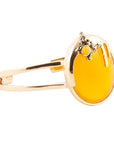 Honey Bee Yellow Agate Golden Cuff Bracelet