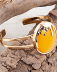 Honey Bee Yellow Agate Golden Cuff Bracelet