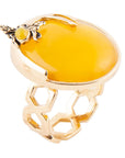 Honey Bee Yellow Agate Golden Ring