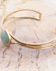 Hush Green Aventurine and Golden Cuff Bracelet