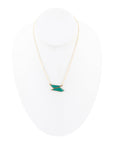 Ice Green Onyx and Golden Bronze Pendant Necklace