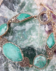 Ikkat Green Chrysocolla Golden Link Bracelet