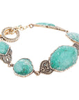 Ikkat Green Chrysocolla Golden Link Bracelet