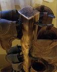 6 Pair Cowboy Boot Tree Rack | Vertical Western Boot Organizer | Rustic Wooden Boot Storage Stand | Mudroom & Entryway Decor | Handcrafted in USA