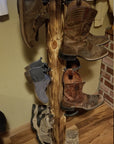 6 Pair Cowboy Boot Tree Rack | Vertical Western Boot Organizer | Rustic Wooden Boot Storage Stand | Mudroom & Entryway Decor | Handcrafted in USA
