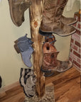6 Pair Cowboy Boot Tree Rack | Vertical Western Boot Organizer | Rustic Wooden Boot Storage Stand | Mudroom & Entryway Decor | Handcrafted in USA