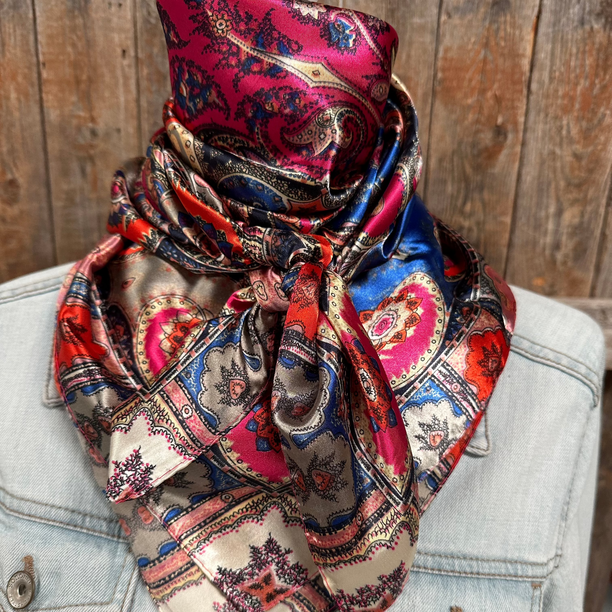 35X35"  Hot Pink Paisley Wild Rag / Scarf WR909