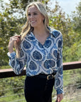 Mila Pattern Button Top