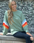 Ella Striped Sleeve Loose Sweatshirt