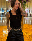 Chic Sleeveless Black Bodysuit