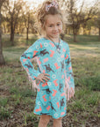 Shea Baby Long Sleeve Turquoise Cowgirl Fringe Dress