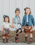 Shea Baby Cowprint Fringe Skirt