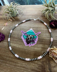 18 Inch 5 mm Sterling silver pearls necklace with pink conch rondelle