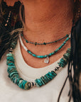 Natural Turquoise & Seed Bead Choker - 14 inches