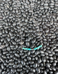 Authentic Turquoise Bead and Silver Pearl Bar Necklace