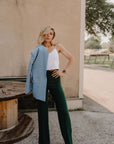 The Zoey Stretch Trouser In Hunter Green