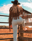 Leather Fringe Crop Jacket