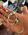 Bahama shell pink heart with turquoise on mini hoop