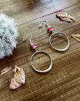 Pink mermaids beads on hoop earrings