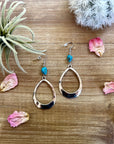 Real turquoise dangle earrings teardrop shape