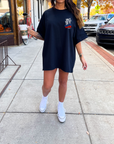 Try that in a small town retro design black tee (front + back print)