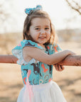 Shea Baby Short Sleeve Turquoise Cowgirl Fringe Onesie