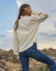 Pearl Mock Neck Velvet Ribbed Top