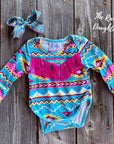 Shea Baby Longsleeve Aztec Bell Sleeve Onesie