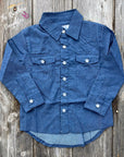 Shea Baby Longsleeve Dark Denim Pearl Snap Shirt