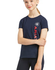 Ariat Girls Navy Vertical Logo Tee