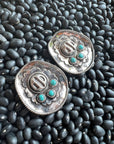 Turquoise Stone Cowgirl Hat Stud Earrings