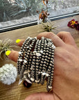 4 mm bracelet Sterling Silver Pearls with white Buffalo