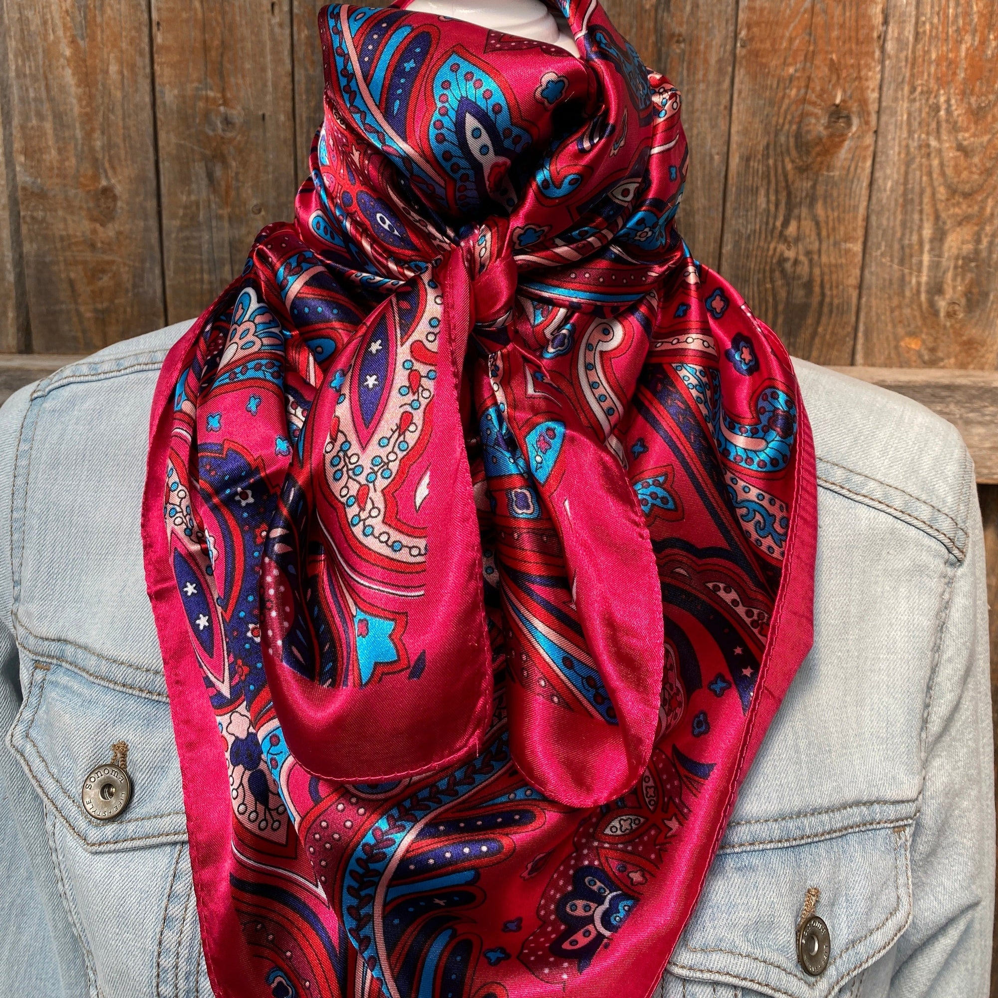 35X35"  Pink Hippie Paisley Wild Rag / Scarf WR904