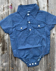 Shea Baby Short Sleeve Dark Denim Onesie
