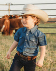 Shea Baby Short Sleeve Dark Denim Pearl Snap Shirt
