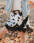 Shea Baby Cowprint Fringe Skirt