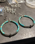Sterling Silver Pearls Hoop Earrings