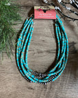 Sterling Silver Pearls and Variscite turquoise Choker - 14 inches