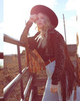 Leather Fringe Crop Jacket