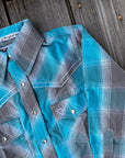 Turquoise Plaid Girls Western Shirt