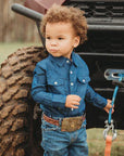 Shea Baby Longsleeve Dark Denim Pearl Snap Shirt