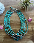 6 mm Sterling Silver Pearls choker real turquoise
