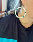 Shell hoop and turquoise earrings