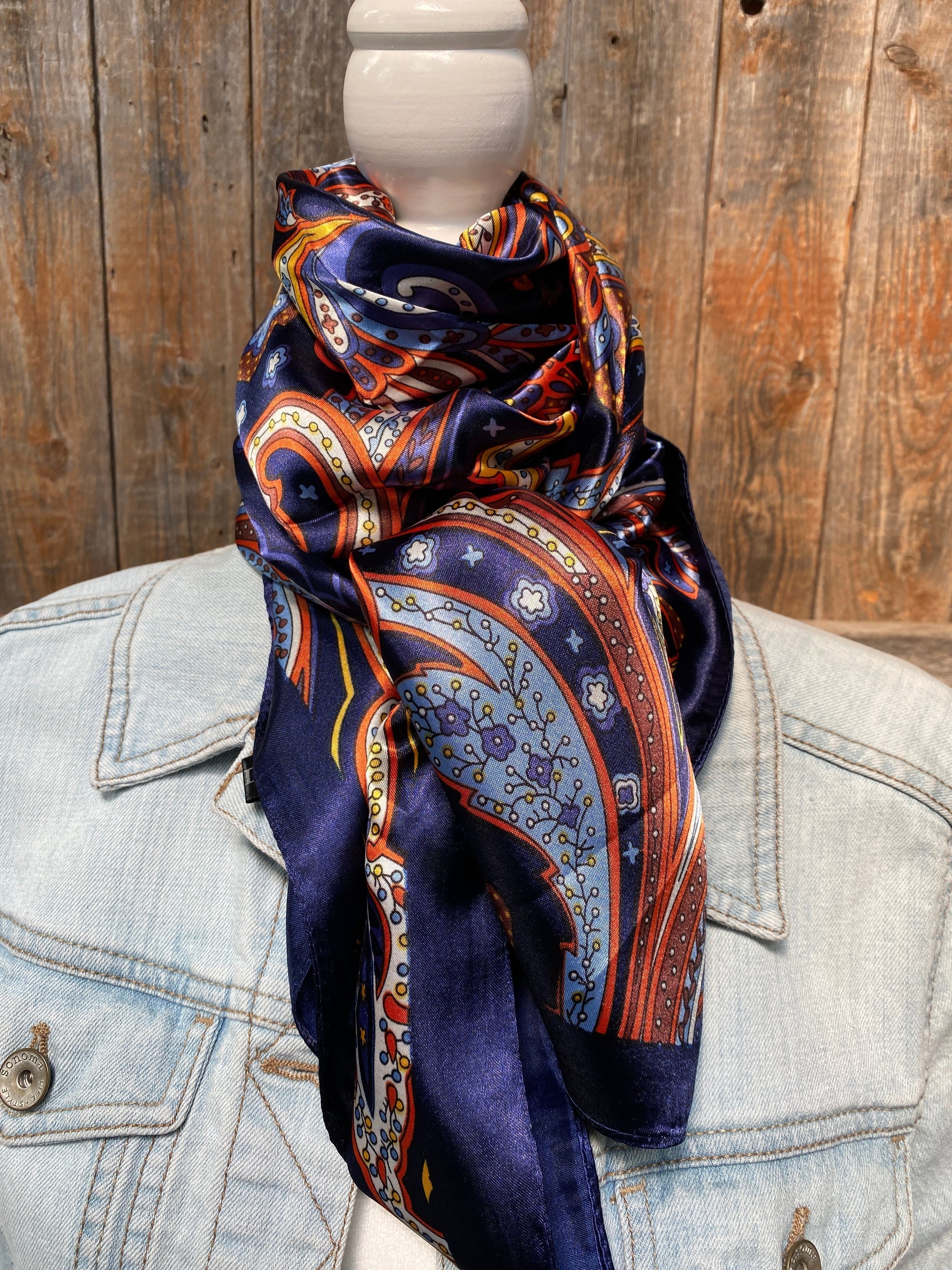 35X35"  Blue Hippie Paisley Wild Rag / Scarf WR906