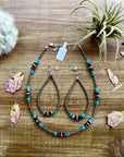 Sterling Silver Pearls choker with real turquoise and purple spiny oyster